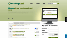 What Earningscast.com website looked like in 2018 (5 years ago)