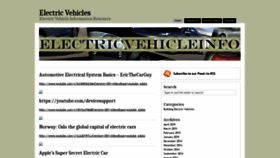 What Electricvehicleinfo.com website looked like in 2020 (3 years ago)