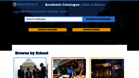 What E-catalogue.jhu.edu website looked like in 2020 (3 years ago)