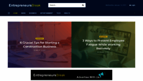 What Entrepreneursbreak.com website looked like in 2021 (3 years ago)