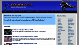 What Findanycycle.com website looked like in 2013 (10 years ago)
