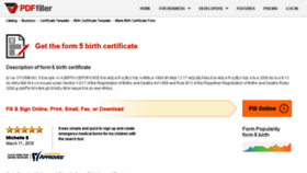 What Form-5-birth-certificate.pdffiller.com website looked like in 2018 (6 years ago)