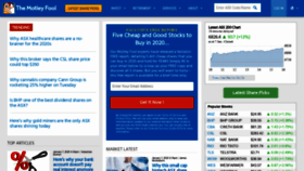 What Fool.com.au website looked like in 2020 (6 years ago)