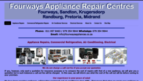 What Fourwaysappliances.co.za website looked like in 2020 (4 years ago)