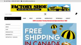 What Factoryshoe.ca website looked like in 2020 (4 years ago)
