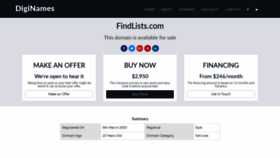 What Findlists.com website looked like in 2020 (3 years ago)