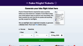 What Fakeflighttickets.com website looked like in 2020 (3 years ago)