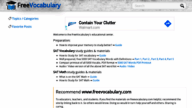 What Freevocabulary.com website looked like in 2021 (3 years ago)