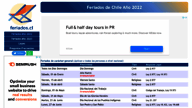 What Feriados.cl website looked like in 2022 (1 year ago)