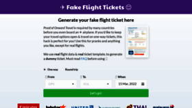 What Fakeflighttickets.com website looked like in 2022 (1 year ago)