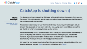What Getcatchapp.com website looked like in 2015 (9 years ago)