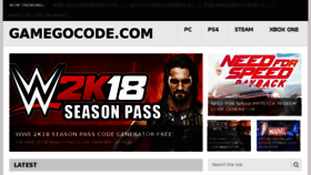 What Gamegocode.com website looked like in 2018 (6 years ago)