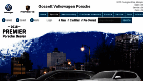 What Gossettvwporsche.com website looked like in 2018 (5 years ago)