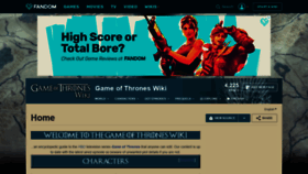 What Gameofthrones.wikia.com website looked like in 2019 (5 years ago)