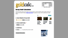 What Goldcalc.com website looked like in 2019 (4 years ago)