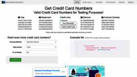 What Getcreditcardnumbers.com website looked like in 2020 (4 years ago)