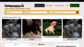What Getapuppy.ca website looked like in 2020 (3 years ago)