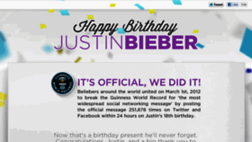 What Happybirthdayjustinbieber.com website looked like in 2013 (10 years ago)