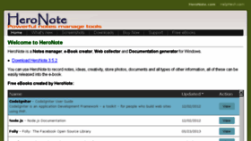 What Heronote.com website looked like in 2016 (9 years ago)