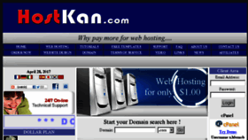 What Hostkan.com website looked like in 2017 (7 years ago)