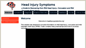 What Headinjurysymptoms.org website looked like in 2018 (6 years ago)
