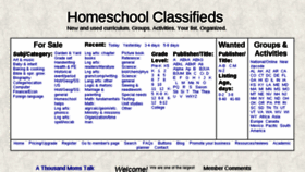 What Homeschoolclassifieds.com website looked like in 2018 (6 years ago)