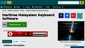 What Harisree-malayalam-keyboard-software.soft112.com website looked like in 2018 (5 years ago)