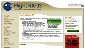 What Highslide.com website looked like in 2018 (6 years ago)