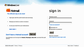 What Hotmaill.com website looked like in 2011 (12 years ago)