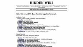 What Hiddenwiki.me website looked like in 2019 (4 years ago)