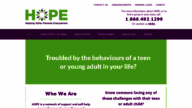 What Hope4parents.ca website looked like in 2019 (4 years ago)