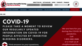 What Hemophilia.ca website looked like in 2020 (3 years ago)