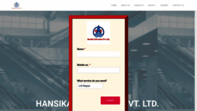 What Hansikaelevators.in website looked like in 2020 (3 years ago)