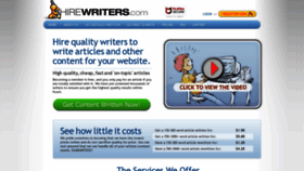 What Hirewriters.com website looked like in 2021 (3 years ago)
