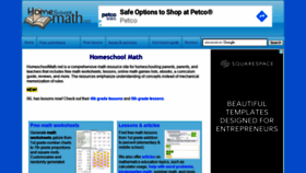 What Homeschoolmath.net website looked like in 2021 (3 years ago)
