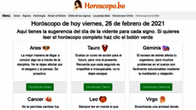 What Horoscopo.bo website looked like in 2021 (3 years ago)