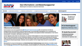 What Hochschulstart.de website looked like in 2022 (1 year ago)