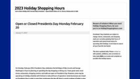 What Holidayshoppinghours.com website looked like in 2023 (1 year ago)