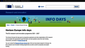 What Horizon-europe-infodays2021.eu website looks like in 2024 