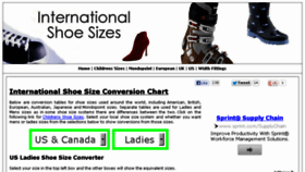 What Internationalshoesizes.com website looked like in 2013 (10 years ago)