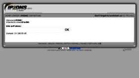 What Ip2dns.info website looked like in 2017 (8 years ago)