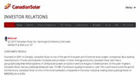 What Investors.canadiansolar.com website looked like in 2017 (7 years ago)