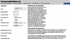 What Invoercalculator.nl website looked like in 2018 (6 years ago)