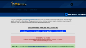 What Instacrease.net website looked like in 2018 (5 years ago)