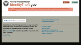 What Idtheft.gov website looked like in 2018 (5 years ago)
