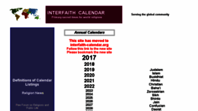 What Interfaithcalendar.org website looked like in 2018 (5 years ago)