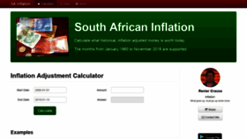 What Inflationcalc.co.za website looked like in 2019 (5 years ago)