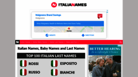What Italianames.com website looked like in 2020 (3 years ago)