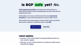 What Isbgpsafeyet.com website looked like in 2020 (3 years ago)