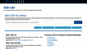 What Icdlist.com website looked like in 2021 (3 years ago)